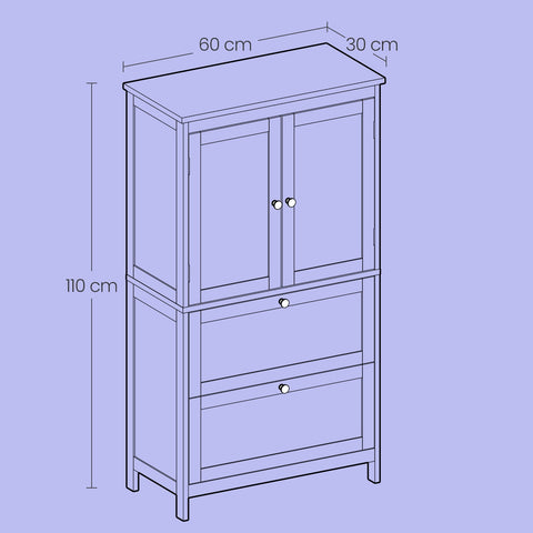 Rootz Bathroom Cabinet - Kitchen Cupboard - Storage Unit - Max Stability - 30 x 60 x 110 cm