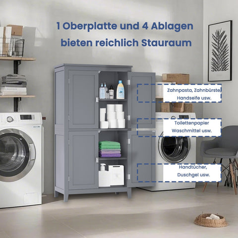 Rootz Bathroom Cabinet - Kitchen Cupboard - MDF Storage Unit - Space-saving Design - 30 x 60 x 110 cm