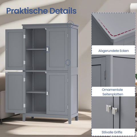 Rootz Bathroom Cabinet - Kitchen Cupboard - MDF Storage Unit - Space-saving Design - 30 x 60 x 110 cm