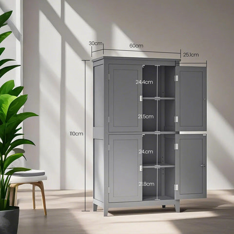 Rootz Bathroom Cabinet - Kitchen Cupboard - MDF Storage Unit - Space-saving Design - 30 x 60 x 110 cm