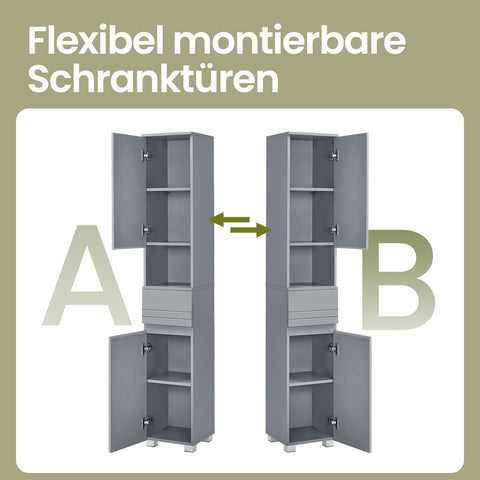 Rootz Bathroom Cabinet - Bathroom Furniture - Storage Unit - Space-Saving Design - 30 x 30 x 170 cm