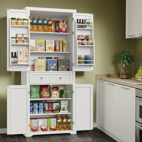 Rootz Tall Kitchen Cupboard - Dining Room Cabinet - Storage Solution - Adjustable Shelves - 40 x 76 x 182.1 cm