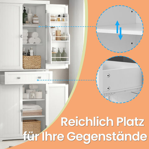 Rootz Tall Kitchen Cupboard - Dining Room Cabinet - Storage Solution - Adjustable Shelves - 40 x 76 x 182.1 cm