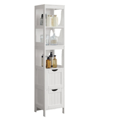 Rootz Tall Bathroom Cabinet - Free-standing Storage Cabinet - Elegant Bathroom Furniture - Narrow Design for Space Saving - 30 x 30 x 141.5 cm