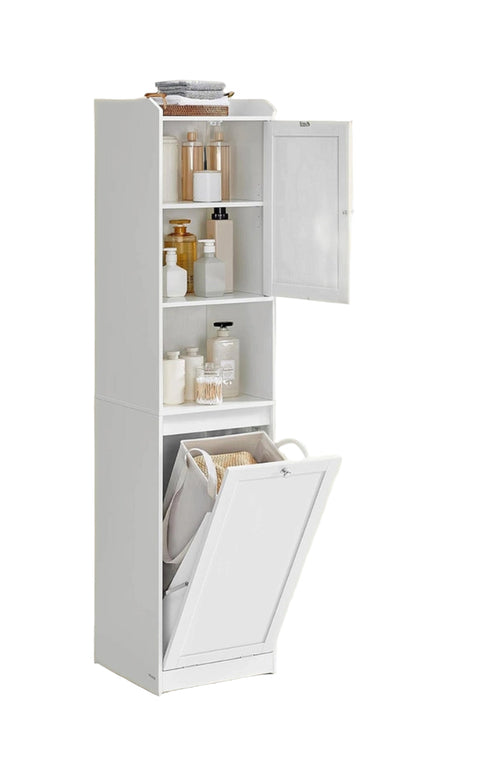 Rootz Bathroom Cabinet - Storage Unit - Laundry Basket - Maximum Durability -White - 40 x 40 x 170 cm