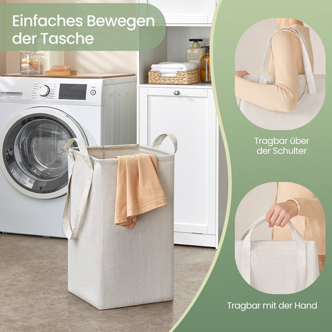 Rootz Bathroom Cabinet - Storage Unit - Laundry Basket - Maximum Durability -White - 40 x 40 x 170 cm