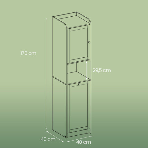 Rootz Bathroom Cabinet - Storage Unit - Laundry Basket - Maximum Durability -White - 40 x 40 x 170 cm