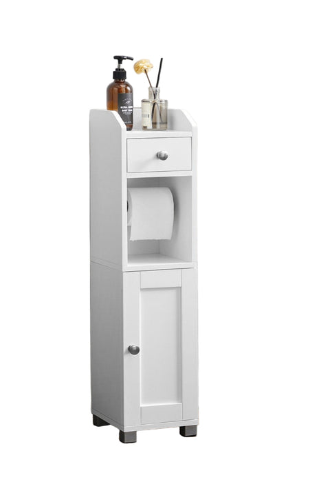 Rootz White Storage Cabinet - MDF Organizer - Shelving Unit - Space-Saving with Tipping Protection - 20 x 18 x 76.7 cm