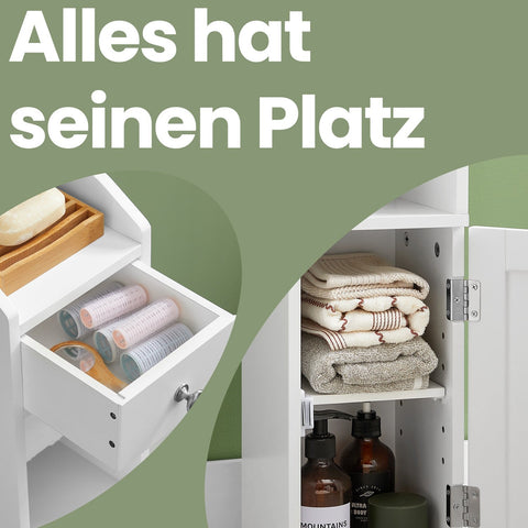 Rootz White Storage Cabinet - MDF Organizer - Shelving Unit - Space-Saving with Tipping Protection - 20 x 18 x 76.7 cm