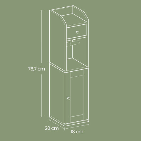 Rootz White Storage Cabinet - MDF Organizer - Shelving Unit - Space-Saving with Tipping Protection - 20 x 18 x 76.7 cm