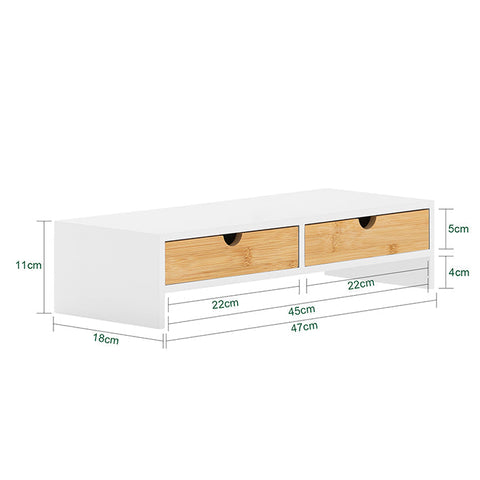 Rootz Monitor Stand Riser - Computer Stand - Desk Organizer - MDF Material - 47cm x 11cm x 18cm - Perfect Height - Space-saving