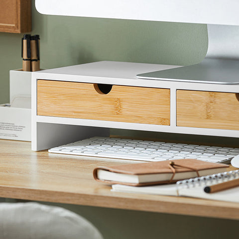 Rootz Monitor Stand Riser - Computer Stand - Desk Organizer - MDF Material - 47cm x 11cm x 18cm - Perfect Height - Space-saving