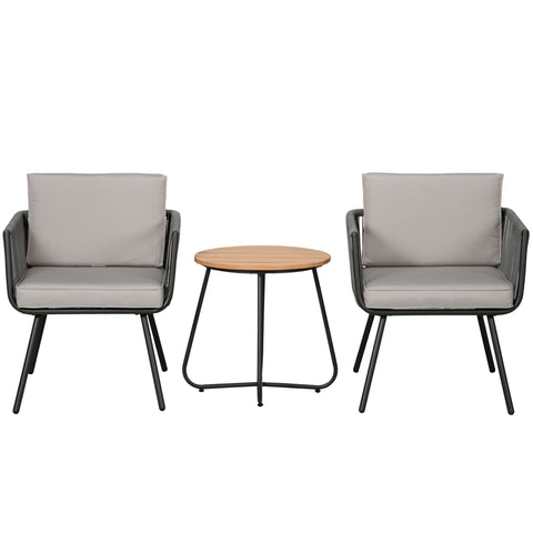 Rootz 3-Piece Garden Furniture Set - Rattan Patio Set - Outdoor Lounge - Comfortable Cushions - Armchair: 61x64x64cm - Coffee Table: Ø49.5x50cm