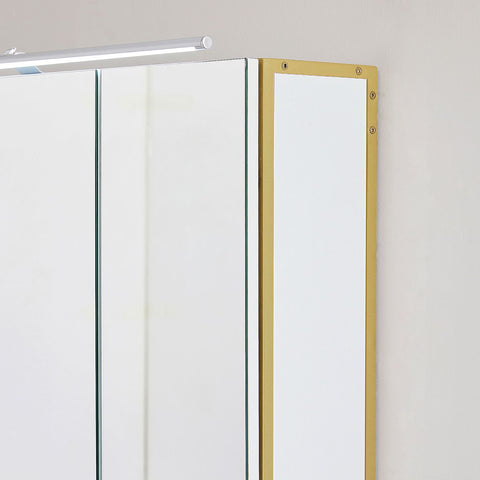 Rootz Mirror Cabinet - Spiegelschrank - Reflective Storage - Illuminated - 70cm x 14.5cm x 70cm - Elegant White Gold Finish