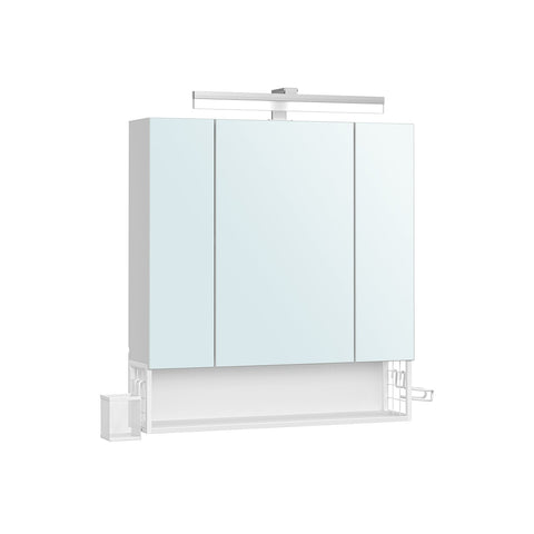 Rootz Bathroom Cabinet - Vanity Cupboard - White Storage - Built-in Sockets - 16.5cm x 70cm x 75cm