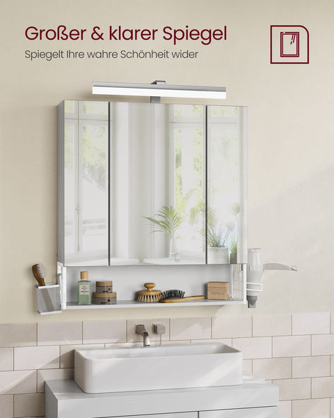 Rootz Bathroom Cabinet - Vanity Cupboard - White Storage - Built-in Sockets - 16.5cm x 70cm x 75cm