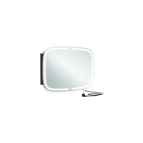 Rootz Black Bathroom Cabinet - Storage Unit - Vanity Stand - Metal/Glass/Acrylic - Illuminated Mirror - 13.5cm x 80cm x 59.6cm