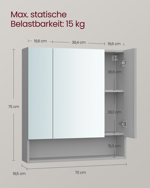 Rootz Bathroom Cabinet - Storage Unit - Vanity Cabinet - Space-Saving Design - 16.5cm x 70cm x 75cm