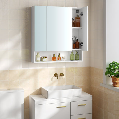 Rootz Cloud White Bathroom Cabinet - Storage Unit - Chipboard, Glass - Modern Design - 16.5cm x 70cm x 75cm