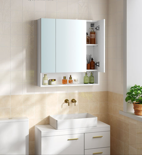 Rootz  White and Green Bathroom Cabinet - Storage Cupboard - Vanity Unit - Maximize Space - 16.5 x 70 x 75cm