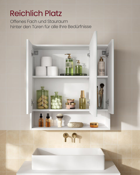 Rootz Cloud White Bathroom Cabinet - Storage Unit - Chipboard, Glass - Modern Design - 16.5cm x 70cm x 75cm