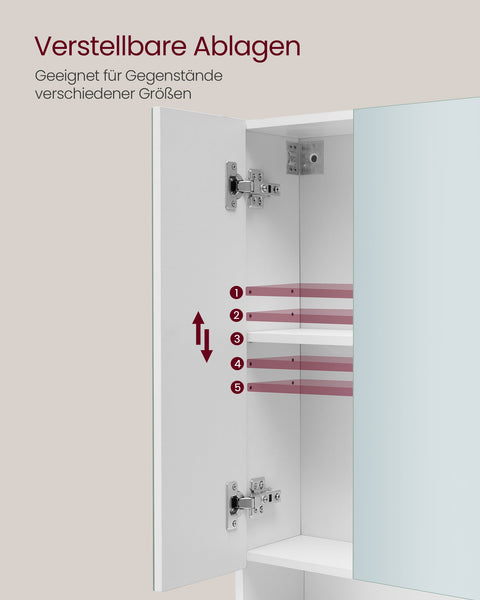 Rootz Cloud White Bathroom Cabinet - Storage Unit - Chipboard, Glass - Modern Design - 16.5cm x 70cm x 75cm