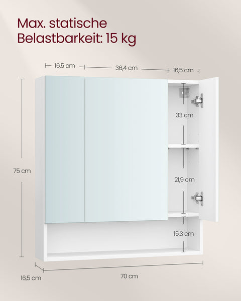 Rootz  White and Green Bathroom Cabinet - Storage Cupboard - Vanity Unit - Maximize Space - 16.5 x 70 x 75cm