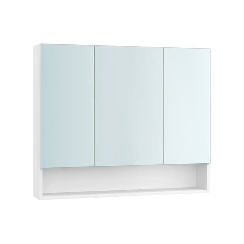 Rootz Cloud White Bathroom Cabinet - Storage Unit - Chipboard - Glass - 16.5cm x 90cm x 75cm - Lightweight - Max. Static Load 15kg