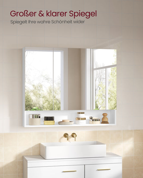 Rootz Bathroom Cabinet - Storage Unit - Closet - White Finish - 3 Doors - 16.5cm x 90cm x 75cm