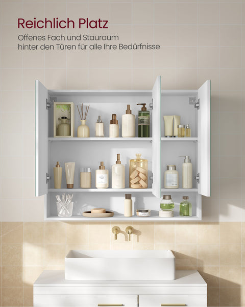 Rootz Bathroom Cabinet - Storage Unit - Closet - White Finish - 3 Doors - 16.5cm x 90cm x 75cm