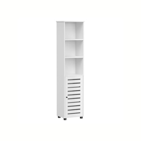 Rootz Tall Cabinet with 3 Open Compartments - Storage Organizer - Cloud White - 30cm x 40cm x 167cm - 20kg - Stylish and Functional