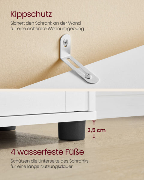 Rootz Tall Cabinet - Storage Unit - Organizer - 3 Open Compartments - White - 30cm x 40cm x 167cm