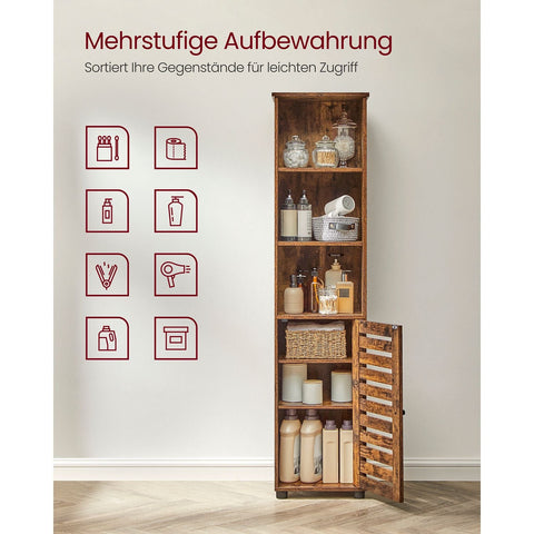 Rootz Tall Bathroom Cabinet - Bathroom Shelf - High Bathroom Cabinet - Maximizes Storage - 40cm x 30cm x 167cm