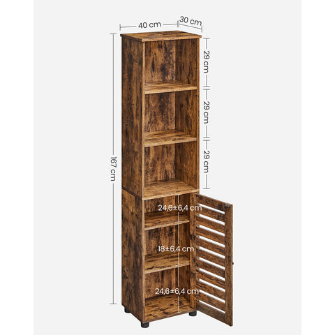Rootz Tall Bathroom Cabinet - Bathroom Shelf - High Bathroom Cabinet - Maximizes Storage - 40cm x 30cm x 167cm