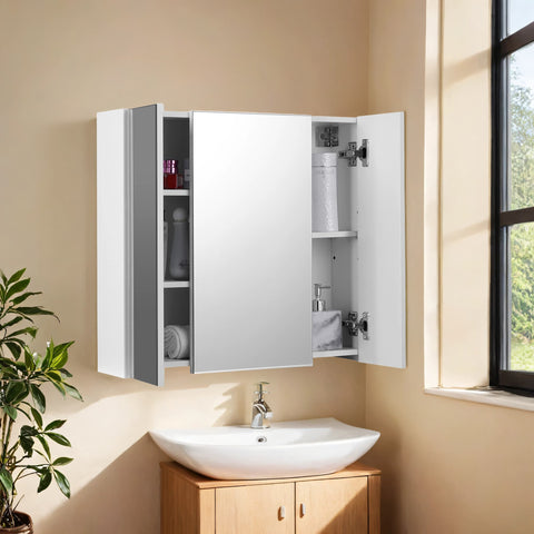 Rootz Mirror Cabinet - Wall Cabinet - Bathroom Storage - Space Saving - 60 x 15 x 55 cm