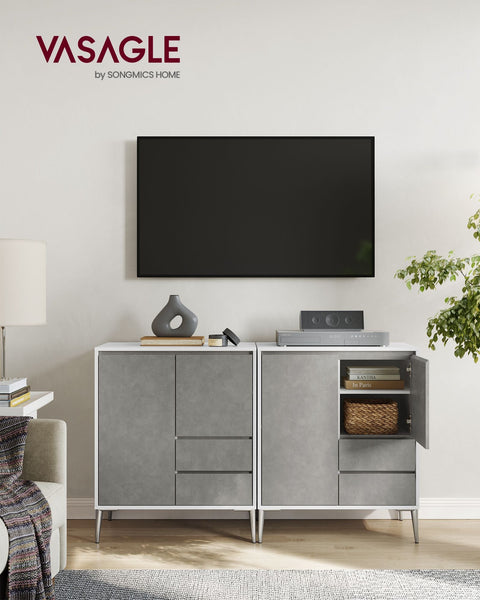 Rootz Storage Cabinet - Chipboard Cupboard - Organizer - Spacious - Sturdy - Stylish - Concrete Gray - 40cm x 70cm x 85cm