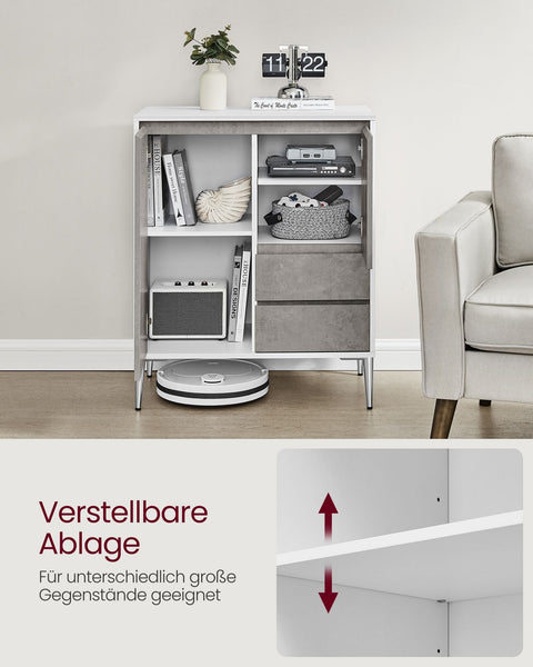 Rootz Storage Cabinet - Chipboard Cupboard - Organizer - Spacious - Sturdy - Stylish - Concrete Gray - 40cm x 70cm x 85cm
