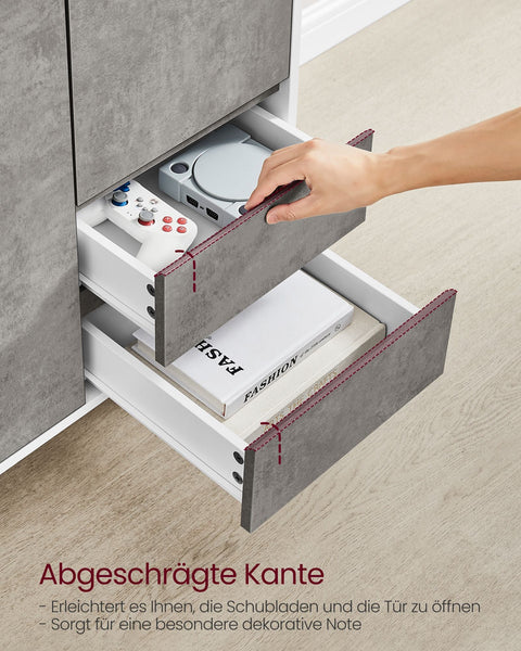 Rootz Storage Cabinet - Organizer - Container -White- Grey - Space-Saving - 40cm x 70cm x 85cm