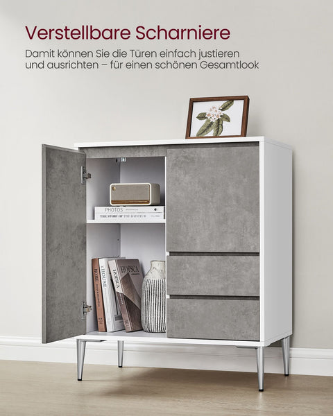 Rootz Storage Cabinet - Chipboard Cupboard - Organizer - Spacious - Sturdy - Stylish - Concrete Gray - 40cm x 70cm x 85cm