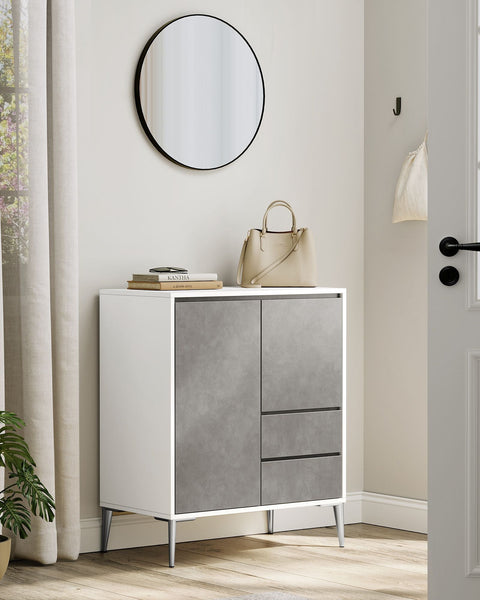 Rootz Storage Cabinet - Chipboard Cupboard - Organizer - Spacious - Sturdy - Stylish - Concrete Gray - 40cm x 70cm x 85cm