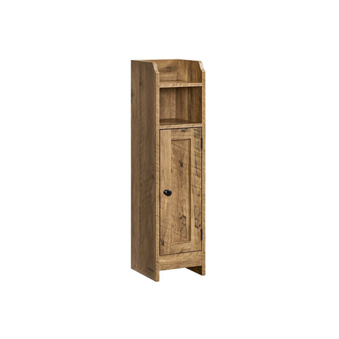 Rootz Narrow Bathroom Cabinet - Slim Storage Unit - Compact Organizer - Brown MDF - 20cm x 18cm x 80cm