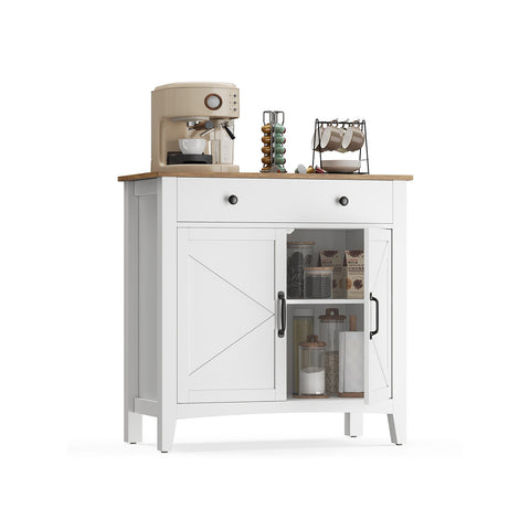Rootz Cake Cabinet - Buffet Storage - Sideboard - Durable MDF - White & Brown - 40 x 80 x 80 cm