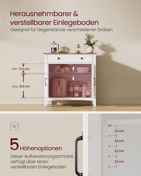 Rootz Cake Cabinet - Buffet Storage - Sideboard - Durable MDF - White & Brown - 40 x 80 x 80 cm