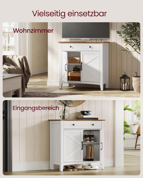 Rootz Cake Cabinet - Buffet Storage - Sideboard - Durable MDF - White & Brown - 40 x 80 x 80 cm