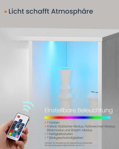 Rootz White Storage Cabinet - Wooden Chipboard - MDF Glass - Spacious Design - 39cm x 100cm x 71cm