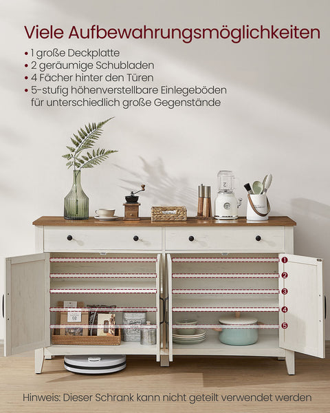 Rootz Kitchen Cabinet with Drawers - Sideboard - Storage Organizer - Durable Wooden-MDF - 40 x 140 x 80 cm