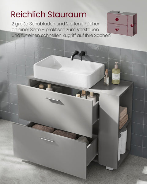 Rootz Dove Gray MDF Sink Base Cabinet - Bathroom Vanity - Storage Unit - Spacious Interior - Easy Assembly - 30cm x 80cm x 64cm