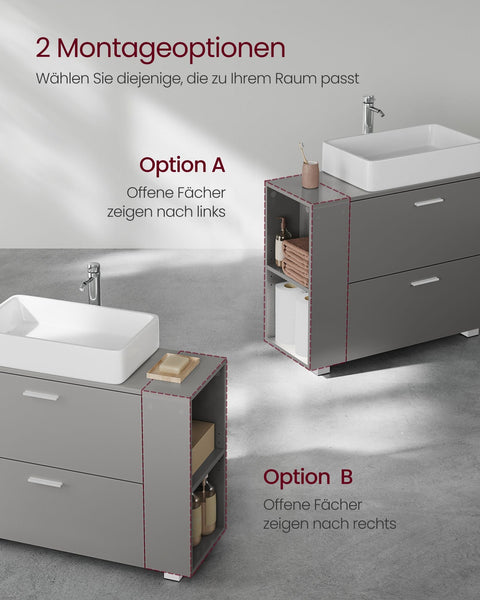 Rootz Sink Base Cabinet - Vanity Cabinet - Basin Cabinet - Open Storage - 30cm x 80cm x 64cm