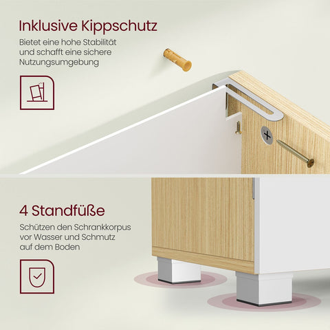 Rootz Sink Base Cabinet - Vanity Cabinet - Bathroom Storage - 3 Large Drawers -  White-Brown - MDF - 30 x 70 x 64 cm