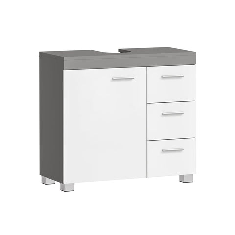 Rootz White-Cement Gray Sink Base Cabinet - Bathroom Vanity - Storage Unit - MDF Construction - Spacious Design - Easy Assembly - 30cm x 70cm x 64cm